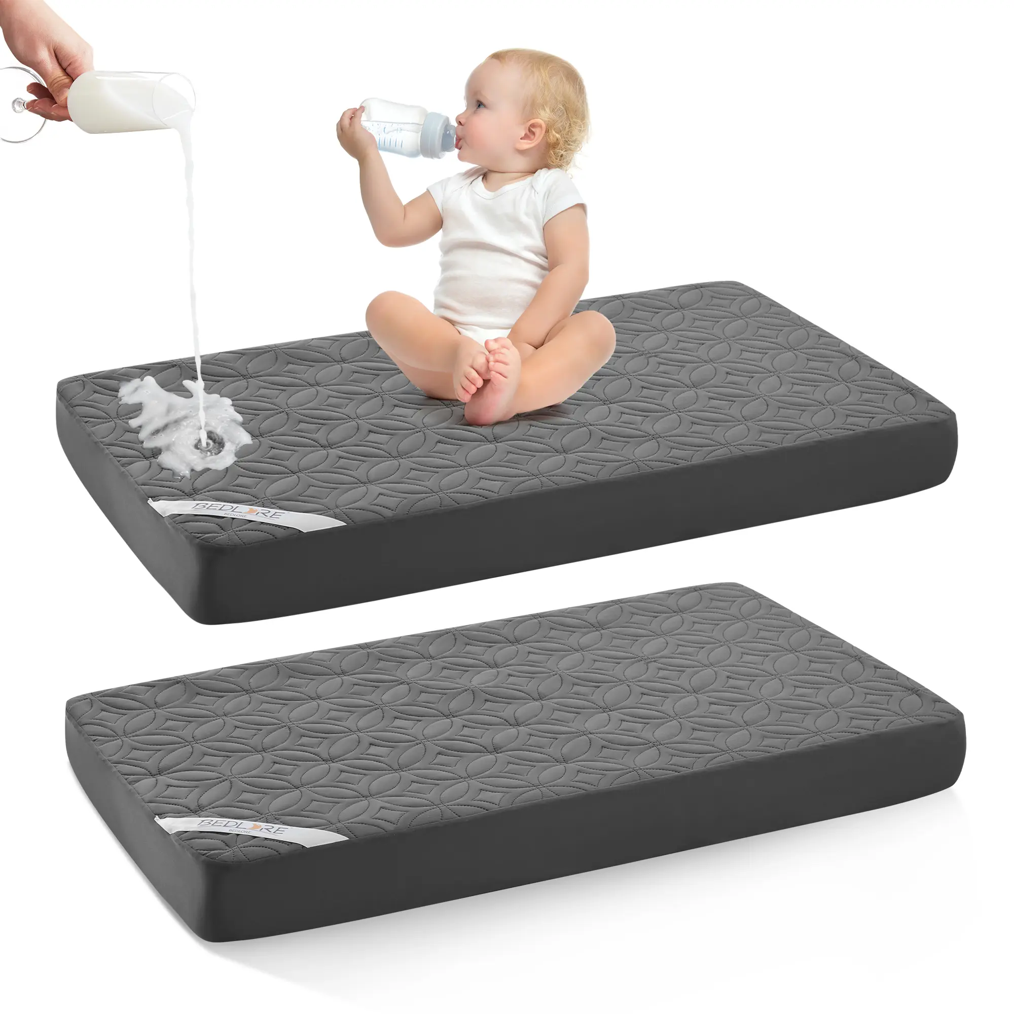 【SummerWins】Luxury Waterproof Crib Mattress Protector – Ultra-Soft, Noiseless & Breathable Toddler Bed Cover. Quilted for comfort, this machine washable pad fits standard 52"x28" cribs—perfect for nursery, bedwetting, and overnight protection.