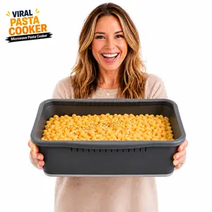 Microwave Pasta Cooker – Quick Pasta Maker Bowl, Microwave Safe Pasta Cooker with Strainer Lid, Instant Pasta Maker, Reusable Kitchen Gadget for Easy Cooking Container Dinner