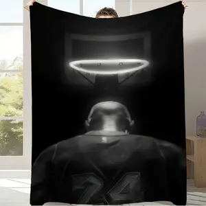 Basketball Flannel Blanket  Basketball Player Action Photo Throw Blanket - #24 Jersey, Soft Flannel All-Season Couch Bedspread for Sports Fans, Dorm, Office, Camping - Machine Washable Gift for Basketball Enthusiasts-Christmas gifts