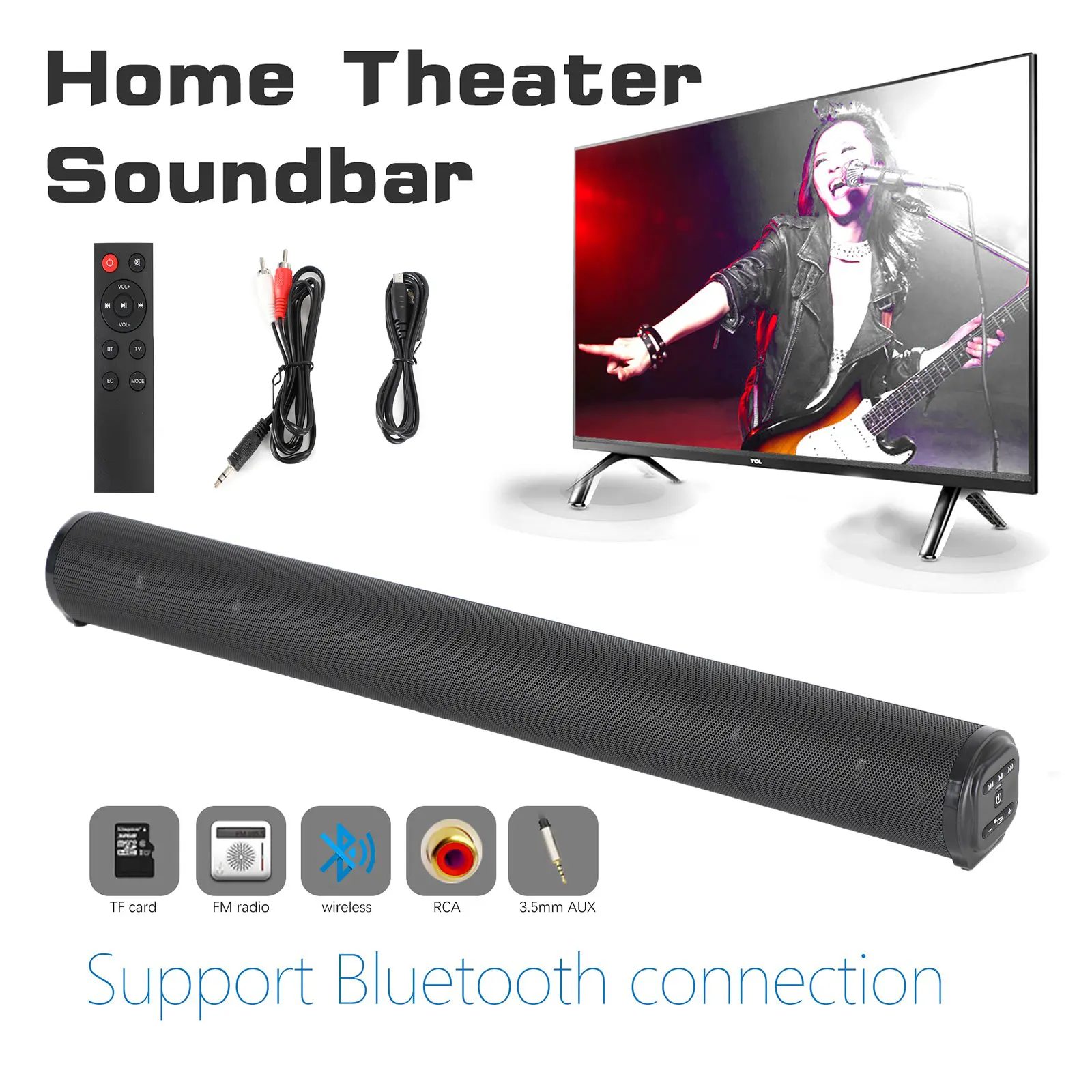 Bluetooth 5.0 Home TV Sound Bar 4 Speaker System Wireless Subwoofer 3D Surround Bluetooth 5.0 Home TV Sound Bar 4 Speaker System Wireless Subwoofer 3D Surround