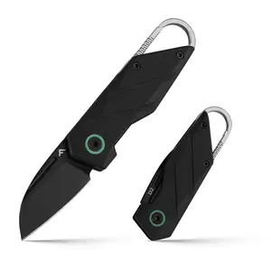 #Summervibes FLISSA Mini Folding Pocket Knife with Titanium Alloy Carabiner Clip and 2" D2 Blade, Compact EDC Knife with G10 Handle and Liner Lock, Small Folding Knives for Camping, Hiking, Outdoor, Everyday Carry