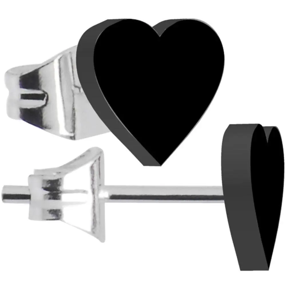 Black Acrylic Heart Stud Earrings Black Acrylic Heart Stud Earrings