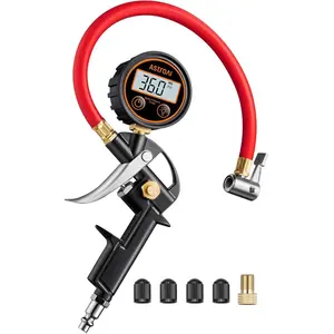 Digital Tire Pressure Gauge with Inflator, 3-250 PSI Air Chuck with Pressure Gauge, Heavy Duty with Quick Connect Coupler, Calibrated to ANSI B40.7 Grade 2A