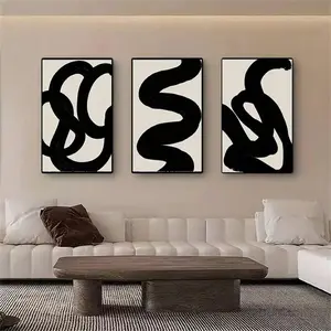 Abstract Line Pattern Canvas Painting without Frame, 3 Counts/set Modern   Painting,   Decor for Home Living Room Bedroom Office, Ornaments wall art dark big