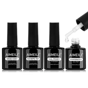 Nail Dehydrator and Primer with Gel Base & Top Coat Set, Hema Free, Cruelty Free, Vegan, Shine Finish and Long Lasting Gel Nail Polish Starter Kit