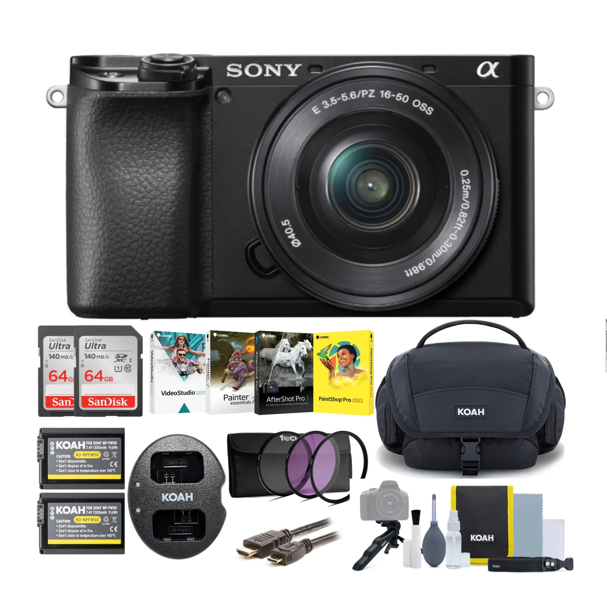 Sony Alpha a6100 APS-C Sensor Mirrorless Interchangeable-Lens Camera Bundle with 16-50mm Power Zoom Lens, CMOS Sensor, Eye AF Focus (Black)