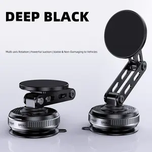 Car Rotating Metal Vacuum Suction Cup Phone Holder, Foldable Magnetic Car Mount, Anti-Shake Navigation Stand, Vehicle Essential Accessory