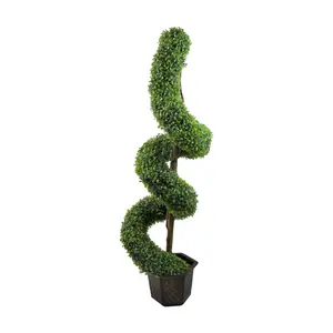 Northlight 56" Potted Two-Tone Boxwood Spiral Topiary Tree