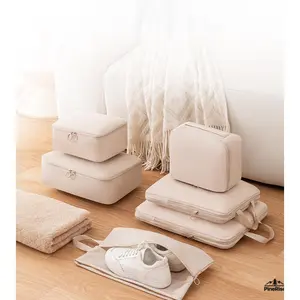 6 Pack Travel Storage Bag Set Memory Fabric Waterproof Compression Pack Portable Luggage Organizer Clothing Pouch Outdoor Travel Gear