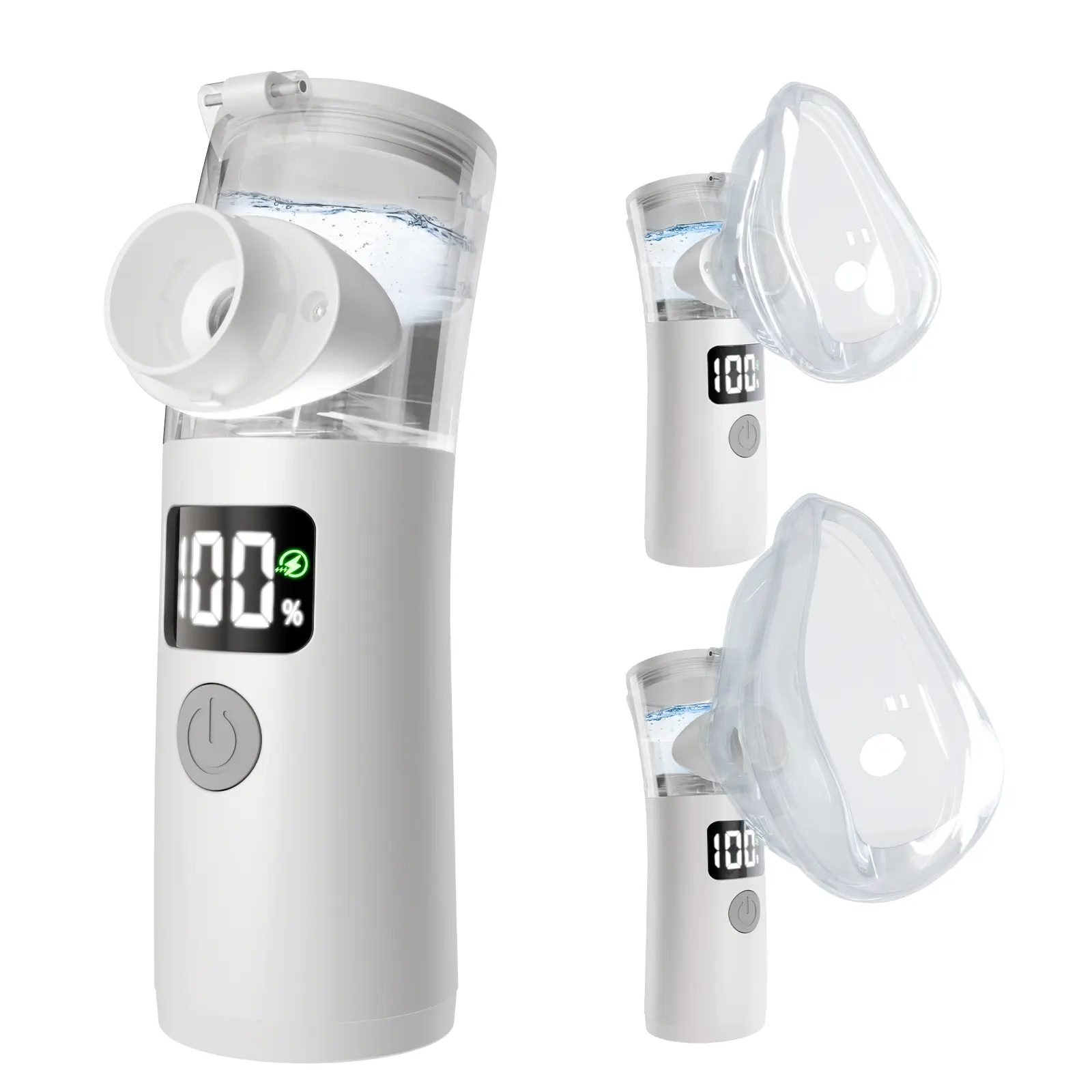 BUDBOW Low Noise Handheld Nebulizer for Adults Kids, Digital Display Mesh Nebulizer with 3 Particle Sizes, Self Cleaning Rechargeable Type C Portable for Travel Home Office