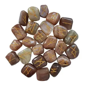 Natural Moonstone Rune Set Elder Futhark 25 Stones