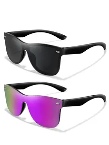 Unisex Simple Style Sunglasses, Square Frame Mirrored Lens Sunglasses, Fashionable Sun Protective Eyewear for Outdoor Activities, Cycling, Running, Fishing, Sunglasses for Sports