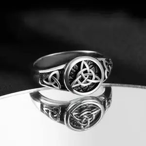 Celtic knot trinity ring witch celtic amulet ring men women daily wear gift