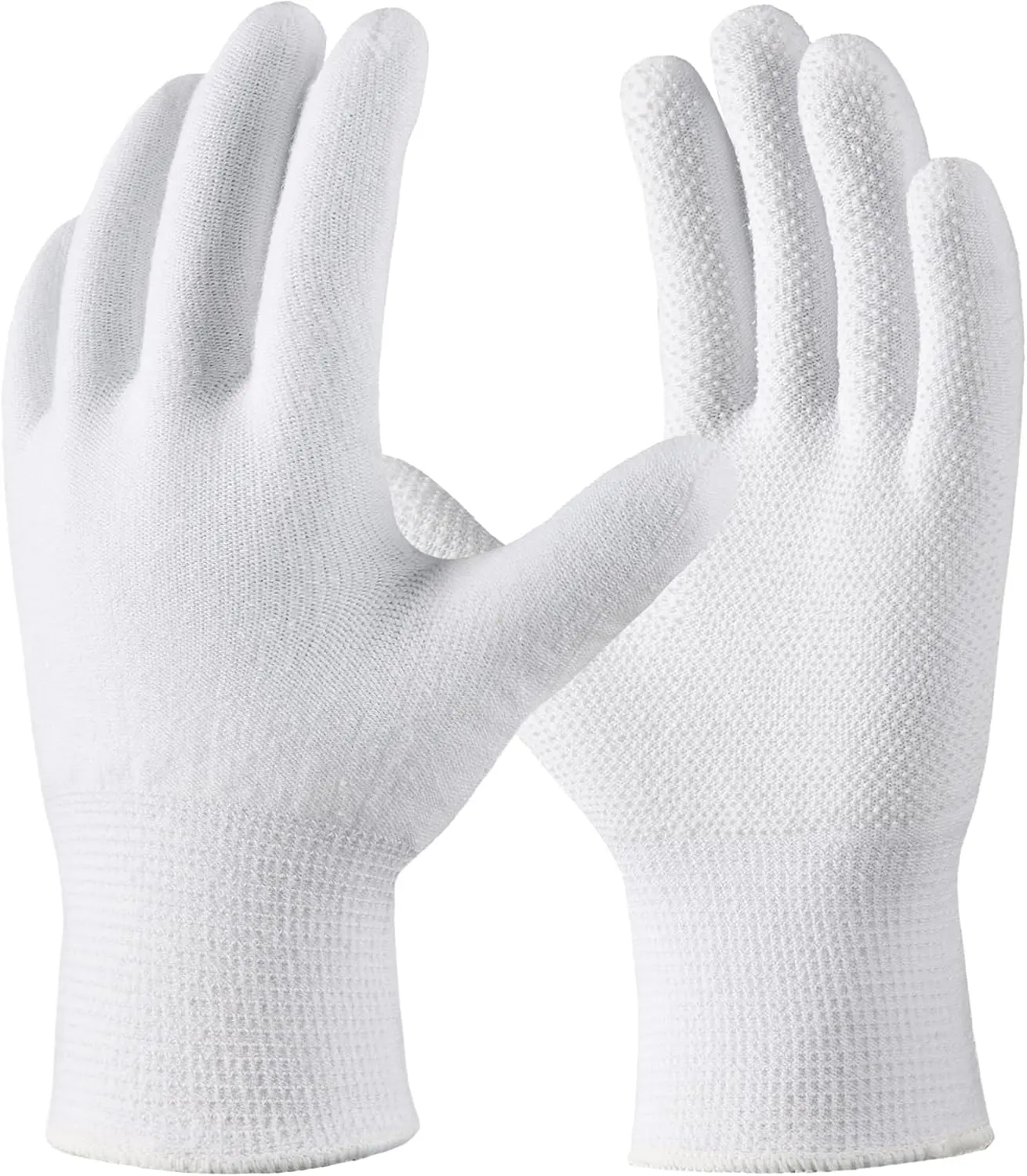COOLJOB 12-Pair Cotton Blend Knit Work Gloves Set Pack, Anti-Slip Grip Dots, Breathability, Lightweight for Construction Gardening Work Safety Equipment, S, Hand Wash