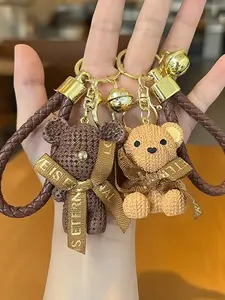 2pcs Bear Keychains, Couple Gift for Back-To-School and Graduation, Unisex, Multi-Functional, Car Key Chain, Phone Strap, Simple Design, Holiday Gifts