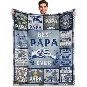 Papa Gifts from Granddaughter Grandson, Best Gifts for Papa, Best Papa Ever Gifts, Papa Birthday Gifts from Grandkids, to My Papa Grandpa Gifts for Fathers Day Christmas, Papa Blanket Gifts 60"X50", Printed on One Side with a Plain White Back, Halloween T