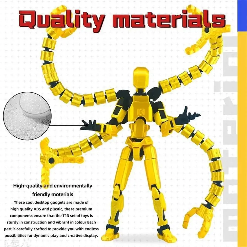 Assembly Completed T13 Action Figure 3D Printed Multi-Jointed Movable Titan 13 Lucky Dummy Nova Robot Action Figure Desktop