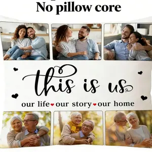 1PC Personalized Couple Pillow Case With Name, One-Side Customized Square Photo Pillowcase, Custom Valentine's Day Pillow Cover, Home decor, Gifts For Valentine's Day, Girlfriend, Wife, Christmas, Birthday, Anniversary - 18"X18"