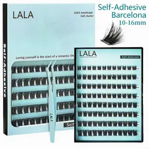 【Mother's day Sales】【Barcelona】LALA DIY Eyelashes Self Adhesive Lash Clusters Pre glued Eyelash Clusters No Glue Needed Lashes Wispy D-curly Cluster Eyelash extensions 10-16mm Individual Lashes