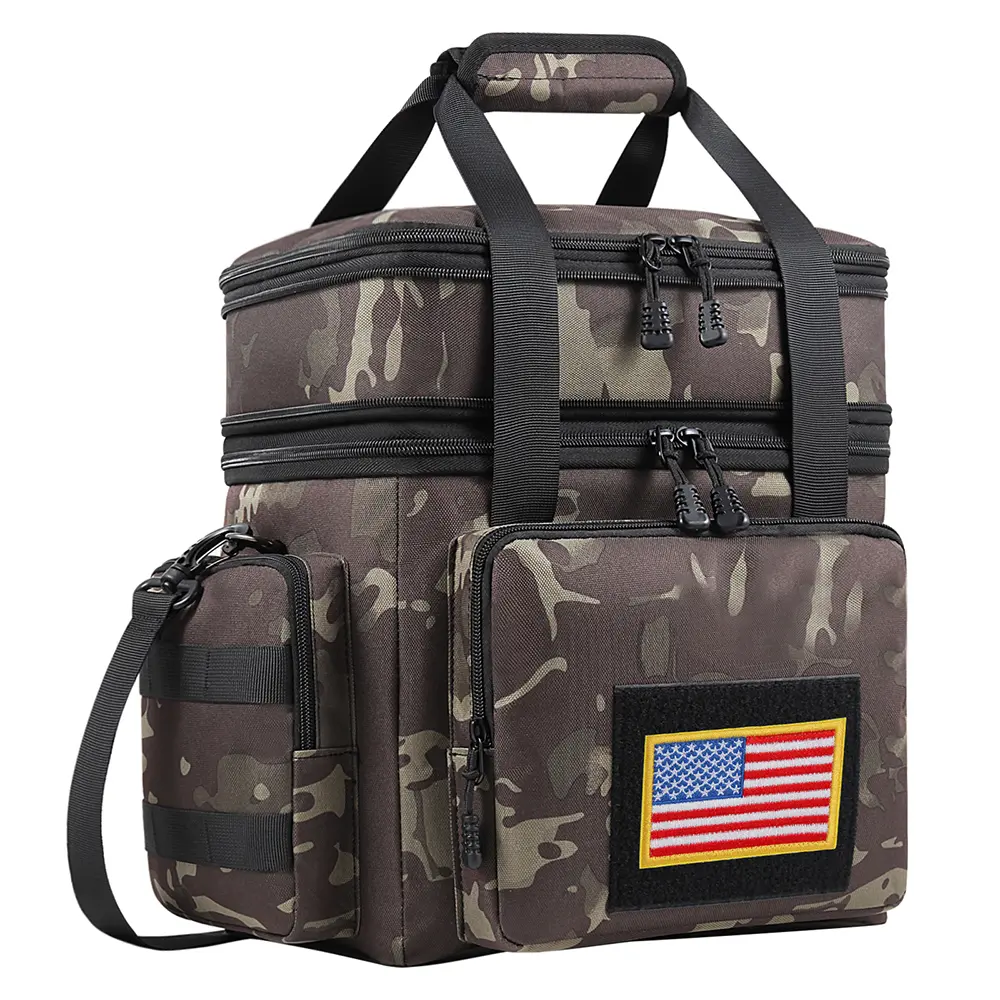 Double Layer Insulated Cooler Bag - Cold Keeping, Compact, Easy Carry Reusable Waterproof Leakproof 1-Shoulder Bag with Side Pockets for Work, Picnics, Insulation Lunch Bags, Cold Keeping Lunch Bags