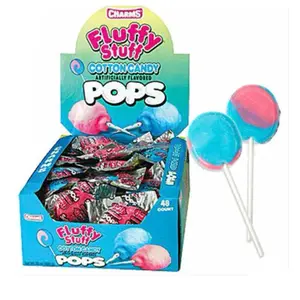 Charms Fluffy Stuff Cotton Candy Pops - 48 Count Candy suckers