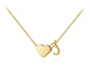 Tiny Initial Necklaces for Women Golden Heart Letter A-Z Necklace Dainty Heart Name Necklace Personalized Initial Tag Pendant Birthday Gifts Anniversary Gifts Jewelry for Women Girls Valentine’s Day