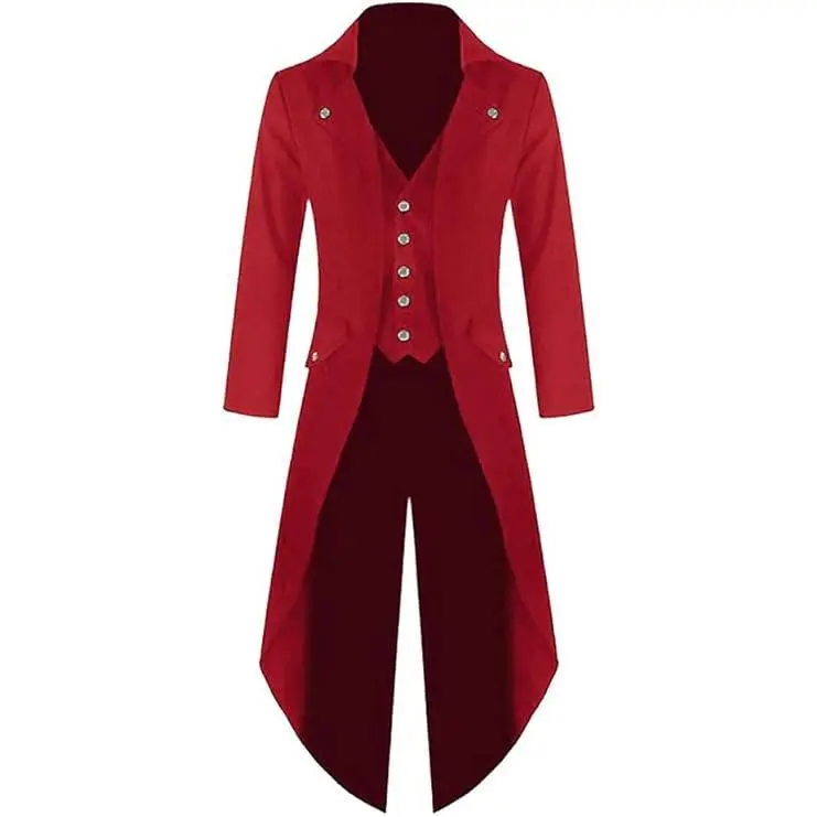 Runcati Men's Gothic Tuxedo Steampunk Jacket Halloween Carnival Costume Cosplay Medieval Dress holiday Trench Coat