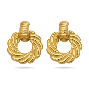 18K Gold Twisted Spiral Hoop Earrings for Women - 316L Stainless Steel, Hypoallergenic & Waterproof