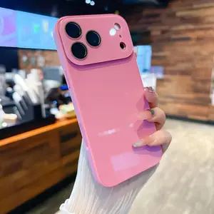 Luxury crystal texture mobile phone case, skin-feeling solid color mobile phone case suitable for iPhone17/16/15/14/13promax series, solid color mobile phone protective cover