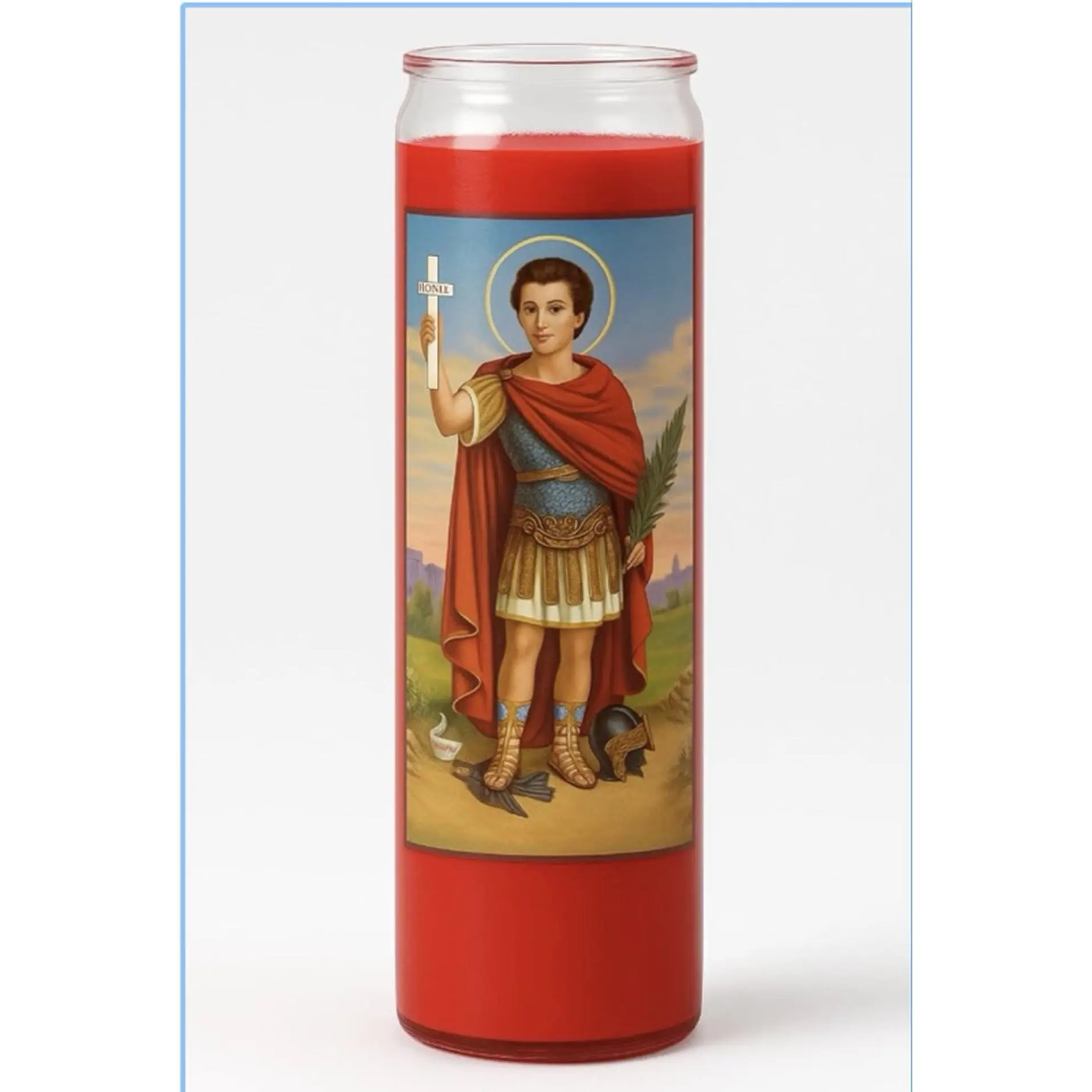 Sainte Expedite Candle - Red Wax, Depicts Sainte Expedite, Ideal for Religious Use, May Vary in Design