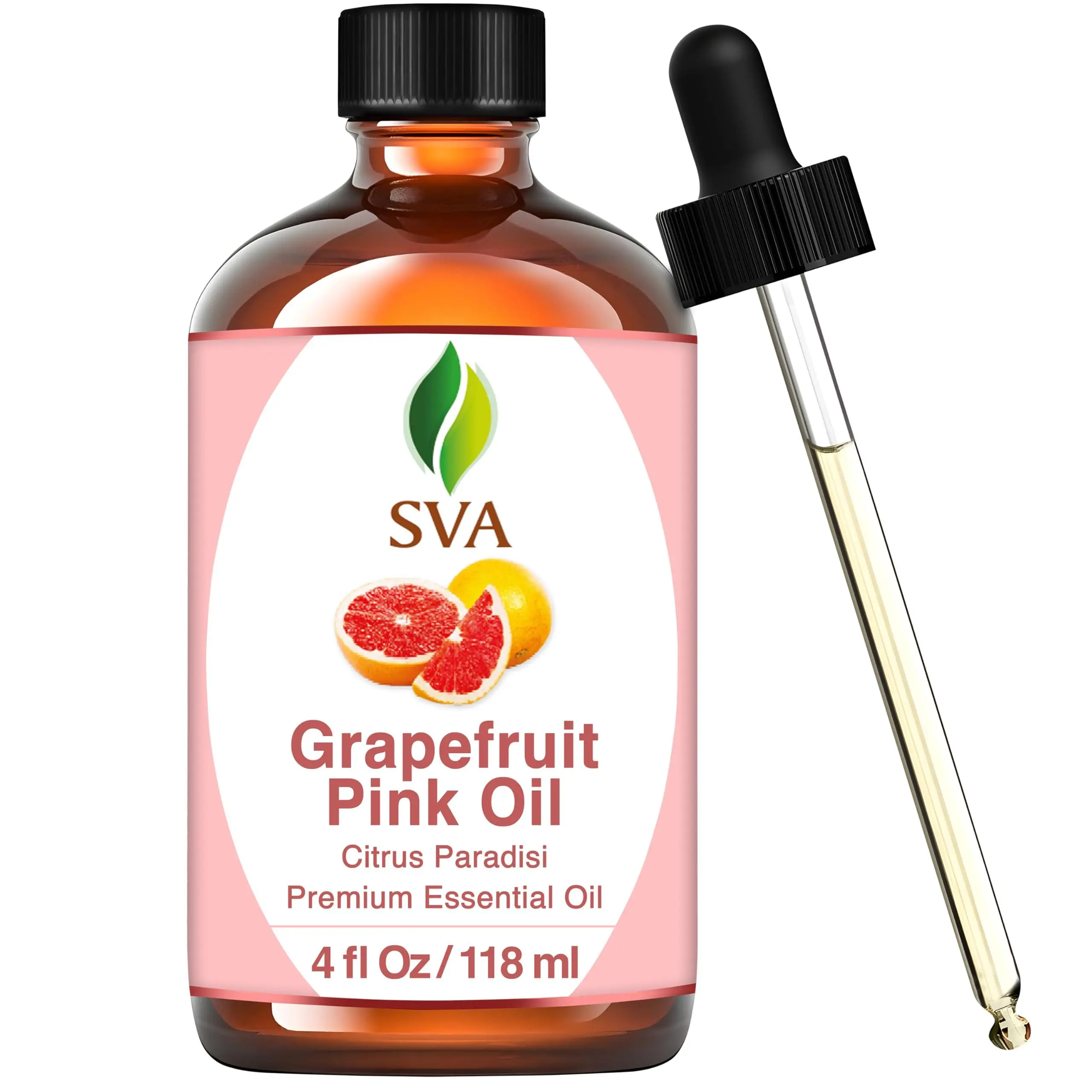 SVA 100% Natural Concentrated Citrus Grapefruit Essential Oil (4 Fl Oz Dropper Bottle, 24 Months Shelf Life) - All Seasons Perfume Body Oil for Aromatherapy, Moisturizing, Scent Diffuser Use, Diy Creations