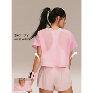 GLOWMODE Ignite Lightweight Sweat-Wicking Waist Length Oversized Fit Front Back Mesh Paneling V-Neck Tee Running Jogging Training Tennis Golf Daily Active Wear