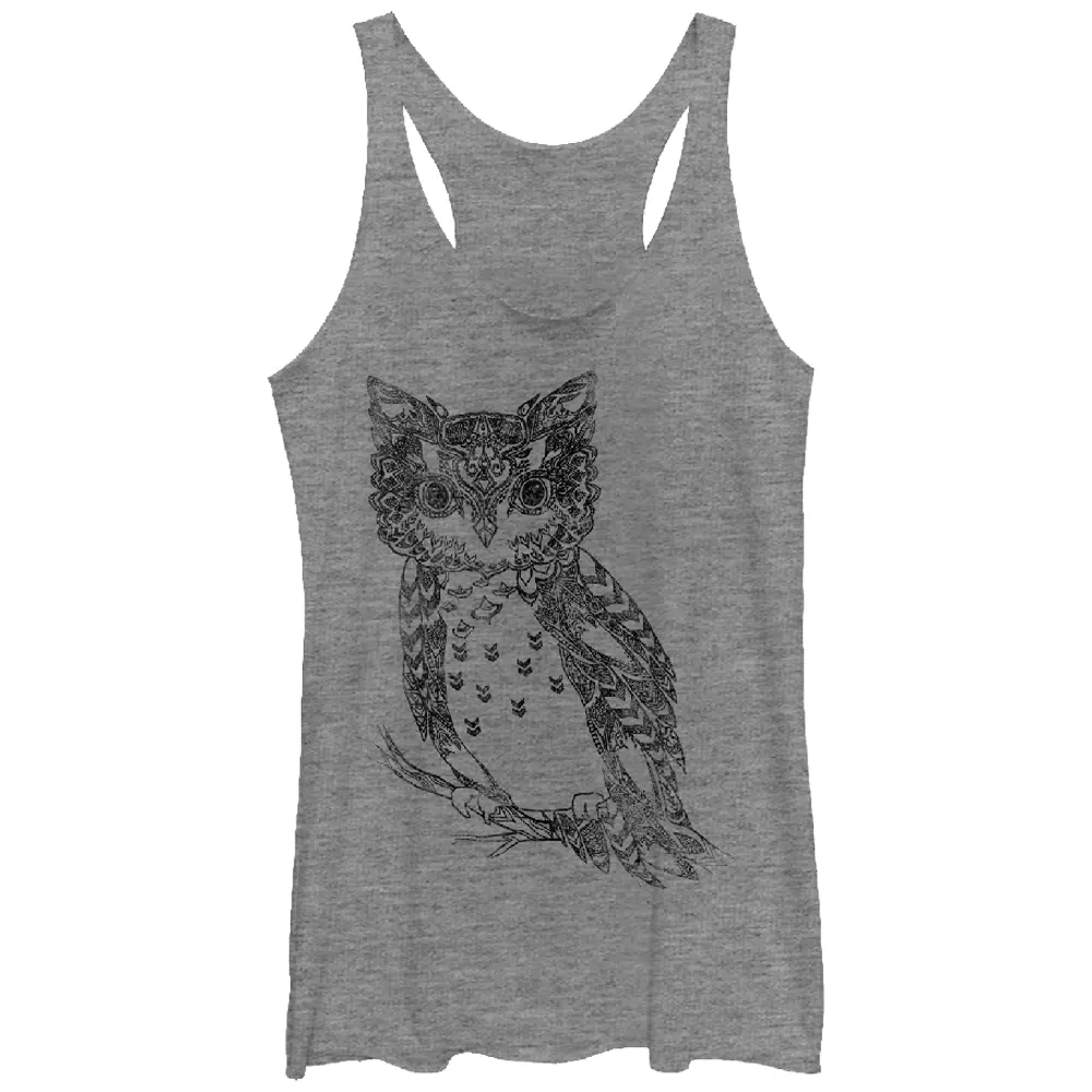 Women's Lost Gods Distressed Henna Owl Racerback Tank Top