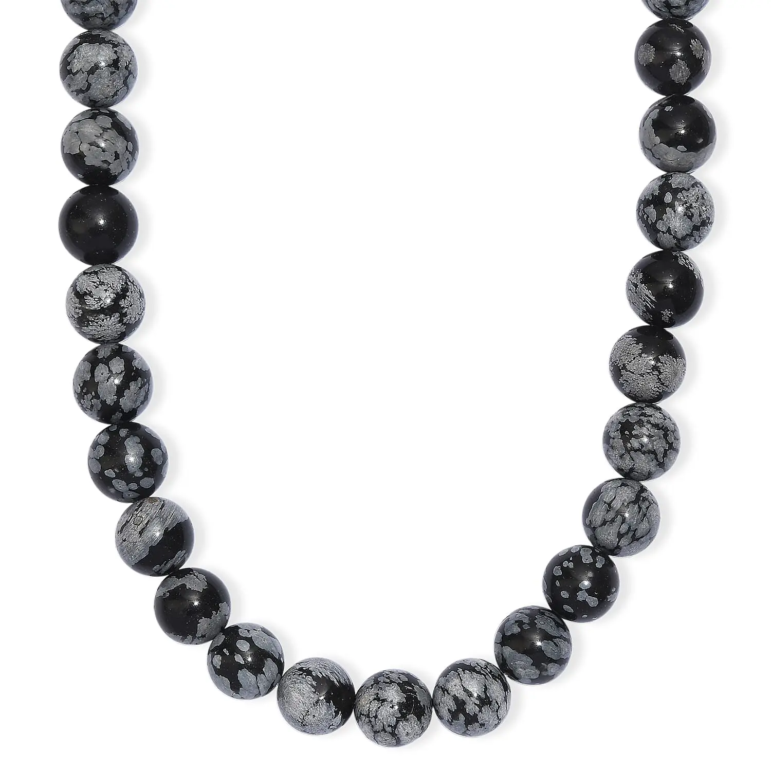 EverTrue Snowflake Obsidian 305.00 ctw Beaded Necklace in Platinum Bond 20 Inches