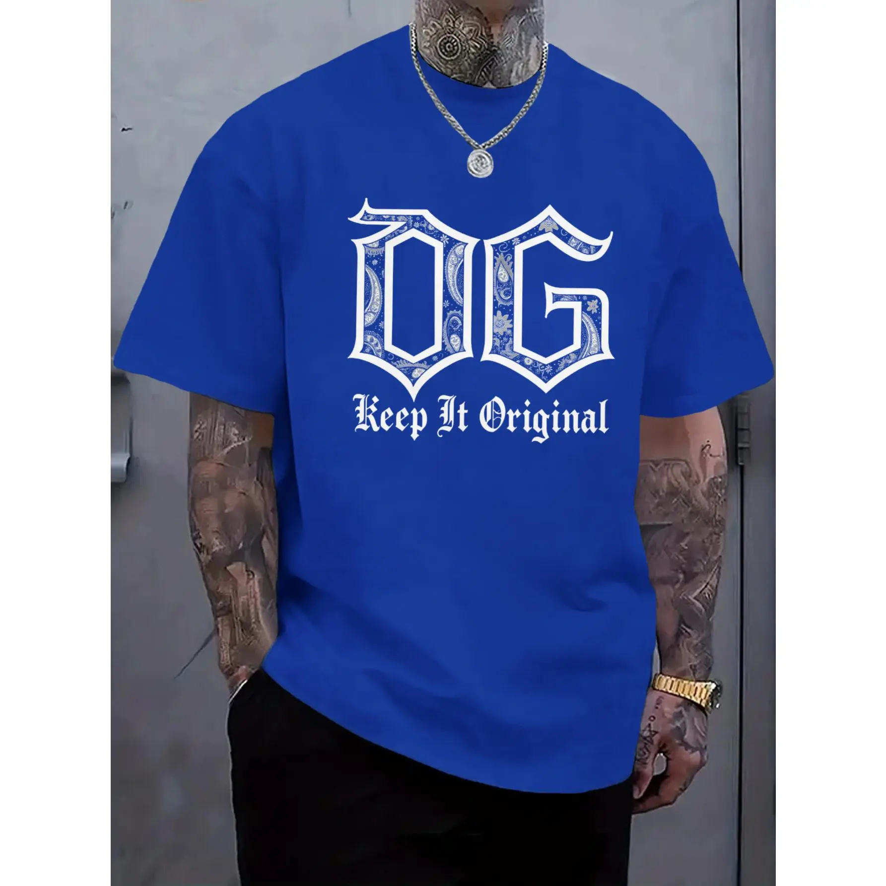 Unisex White Gothic Lettering OG Slogan Undershirt - Bold Streetwear Loose Short-Sleeve Crew Neck Tee with Keep It Original Print, Stylish Basic Casual Attire, Spring/Summer Outdoor & Urban Top, Machine Washable Regular Fit for Hiking