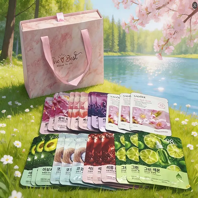 24PCS Luxury Face Mask Set Gift Box, 8 Natural Extract Scents for Glowing Skin, Hydrating Mask, Moisturizing Mask, Facial Masks