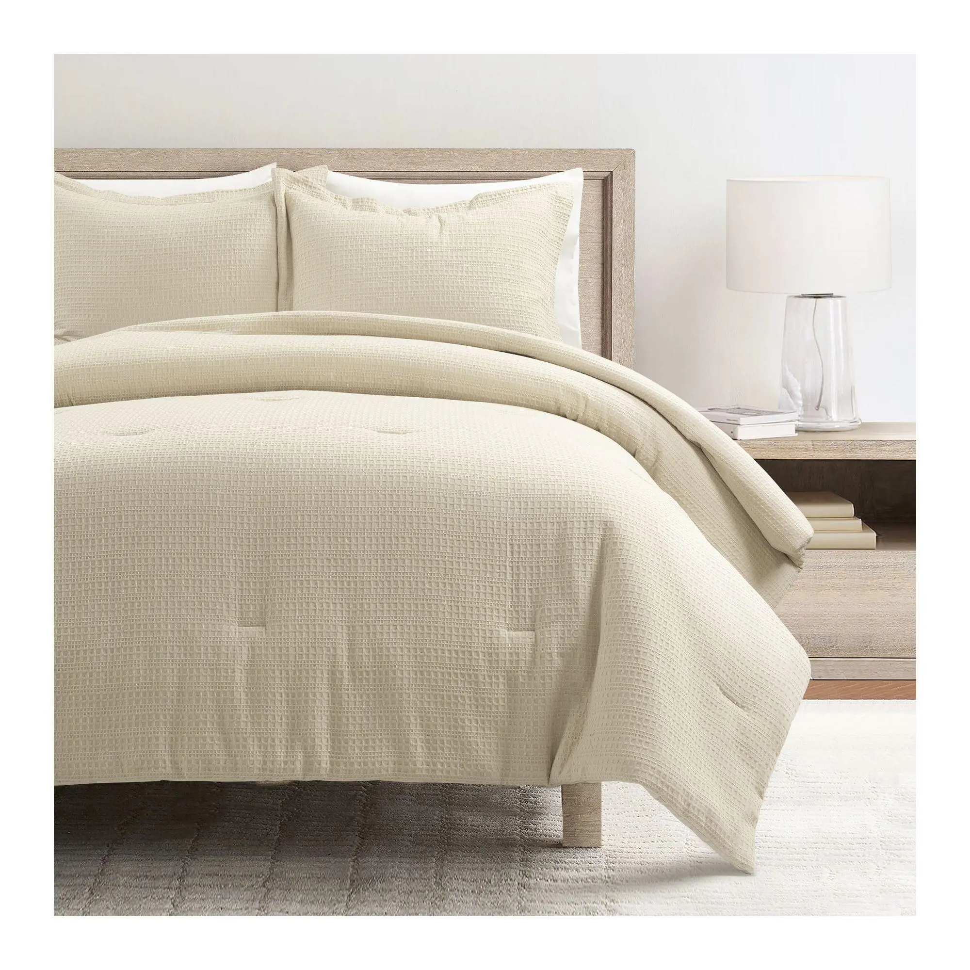 Lush Decor Haniya Solid Waffle Comforter Set 3pc Set King