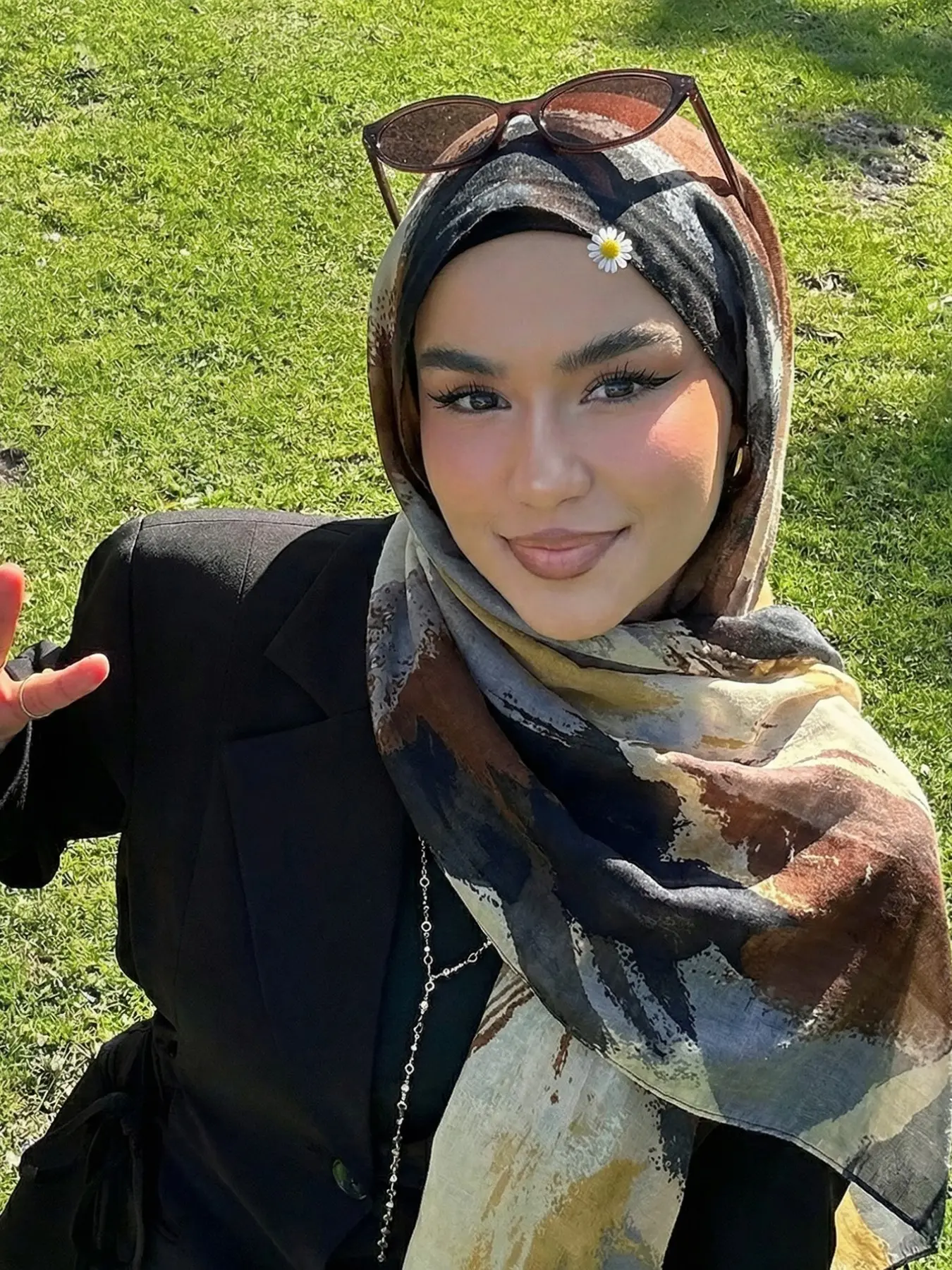 Women's Fashion Artistic Print Chiffon Scarf Hijab Head Scarf, Lightweight Breathable Skin-Friendly Long Scarf, Ideal for Daily Commute, Travel and For Muslim, Muslim Headscarf Cover