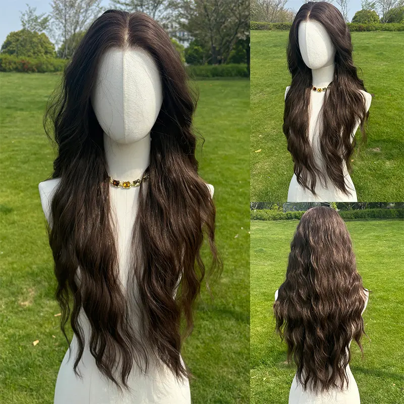 SMILCO 28In Low Density Luxury Dark Brown Glueless Layered Curly Wig - 13*6 Lace Front Free Part, Pre-Cut, Pre-Plucked, Natural Hairline, Futura Heat Resistant, Women's SM9801-2 Realistic, Curly Middle Part, Sohochic, Layered Wigs