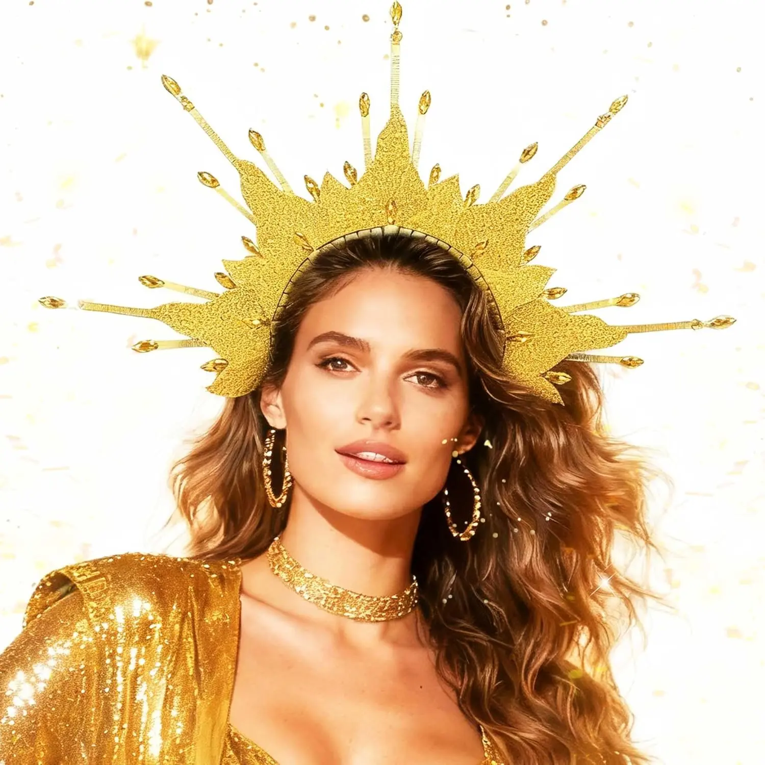 Fire Flame Headpiece Sun Halo Crown Headband Carnival Accessories Headdress Mardi Gras Rave Festival for Women