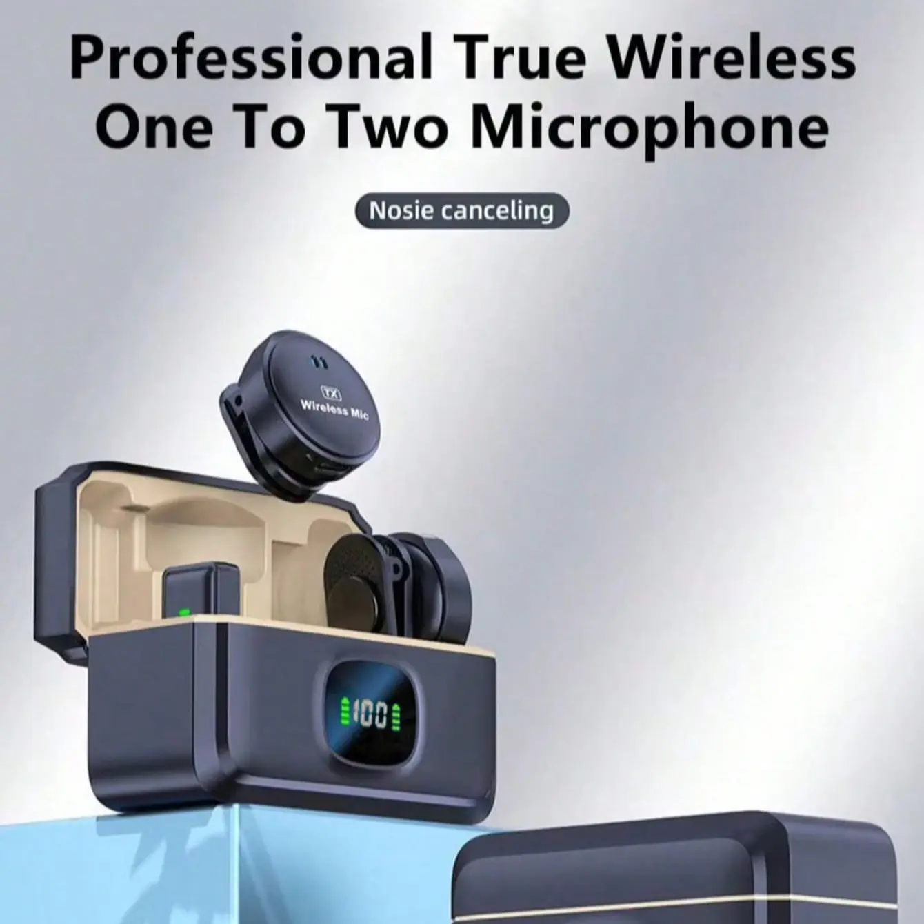 Wireless Lapel Microphone Lavalier Mic with Noise Reduction, Portable Mic, Charging Box Included, Ideal for Live Streaming, Interviews, Video Recording, Christmas Gift