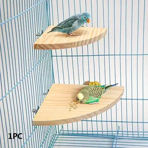 Wooden Bird Perch, Fan Shaped Bird Stand, Claw Grinding and Gnawing Rest Platform for Parrot (1 Count)