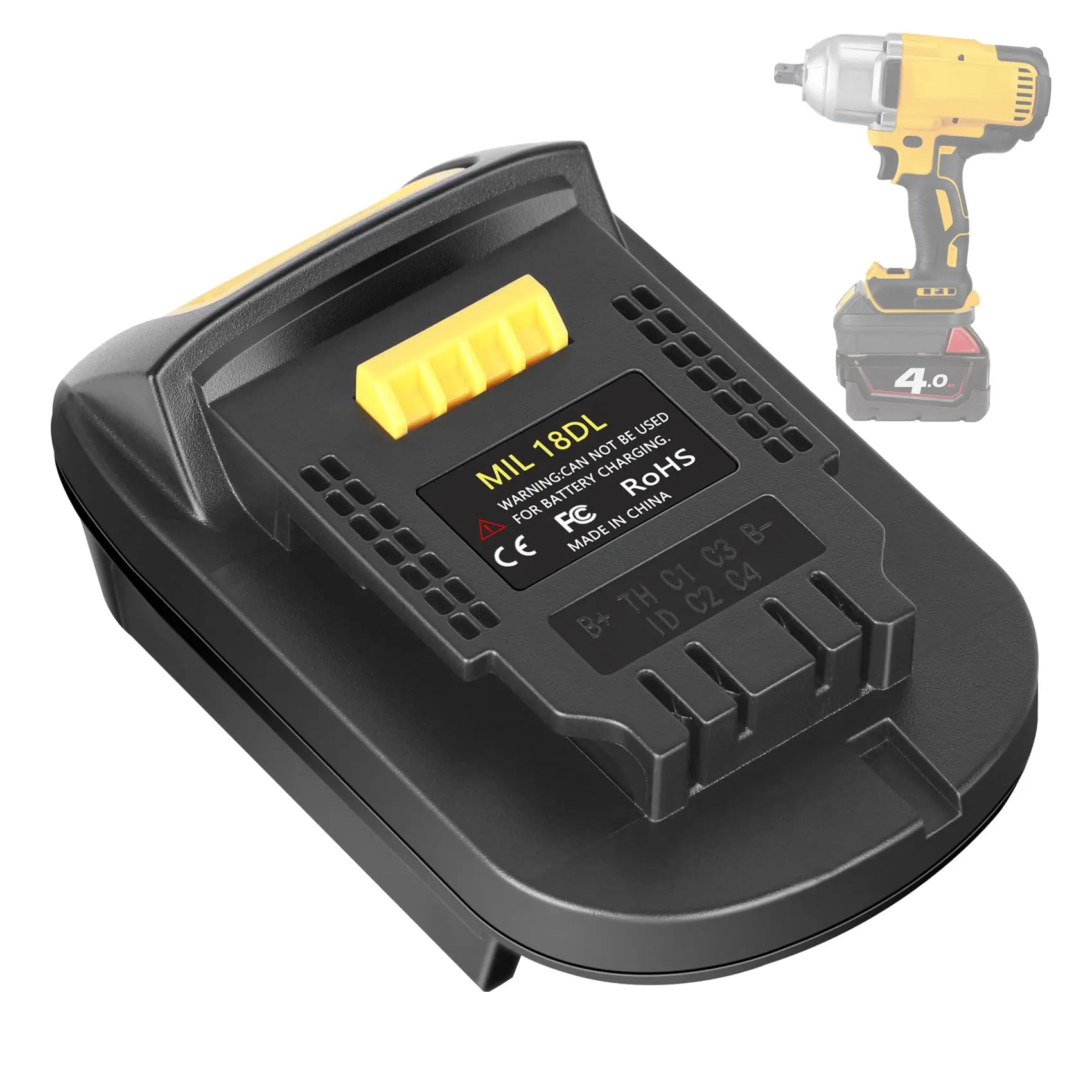 MIL18DL Lithium Battery Converter for Milwaukee to Dewalt Battery Adapter, Convert for Milwaukee 18V M18 Battery to Dewalt 20V Battery, Compatible for Dewalt Cordless Tools(Only Adapter)