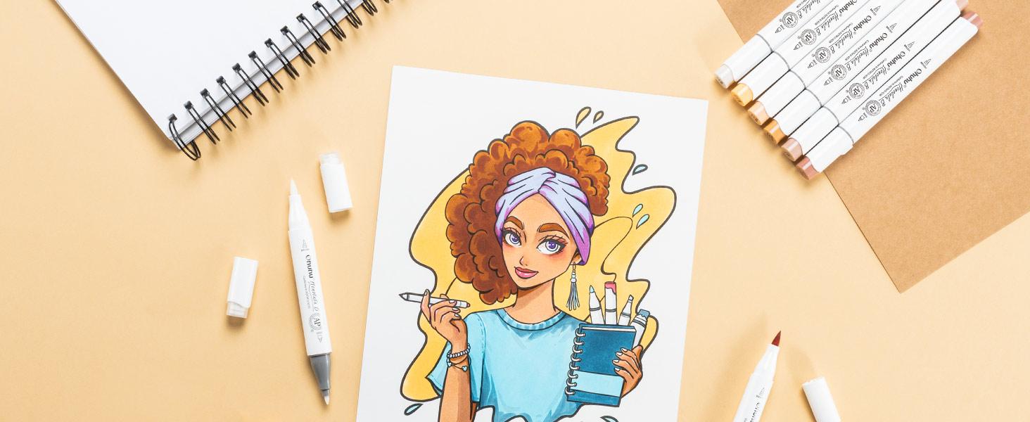 Ohuhu Skin Tone Alcohol Markers: Brush & Fine - 36 Colors - Portrait Skin Color Markers for Artist Adults Coloring Illustration - Fine and Brush Dual Tips - Refillable - AP Certificated - Honolulu B Series of Ohuhuart Ohuhu Skin Tone Alcohol Markers: Brush & Fine - 36 Colors - Portrait Skin Color Markers for Artist Adults Coloring Illustration - Fine and Brush Dual Tips - Refillable - AP Certificated - Honolulu B Series of Ohuhuart