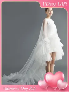 Bridal Shawl Multilayered Ruffle Chiffon Cape Women Wedding Accessory Valentine Gift for Bride Photography Dress Party