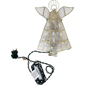 10-Light Capiz Angel Treetop with Trumpet (Clear)