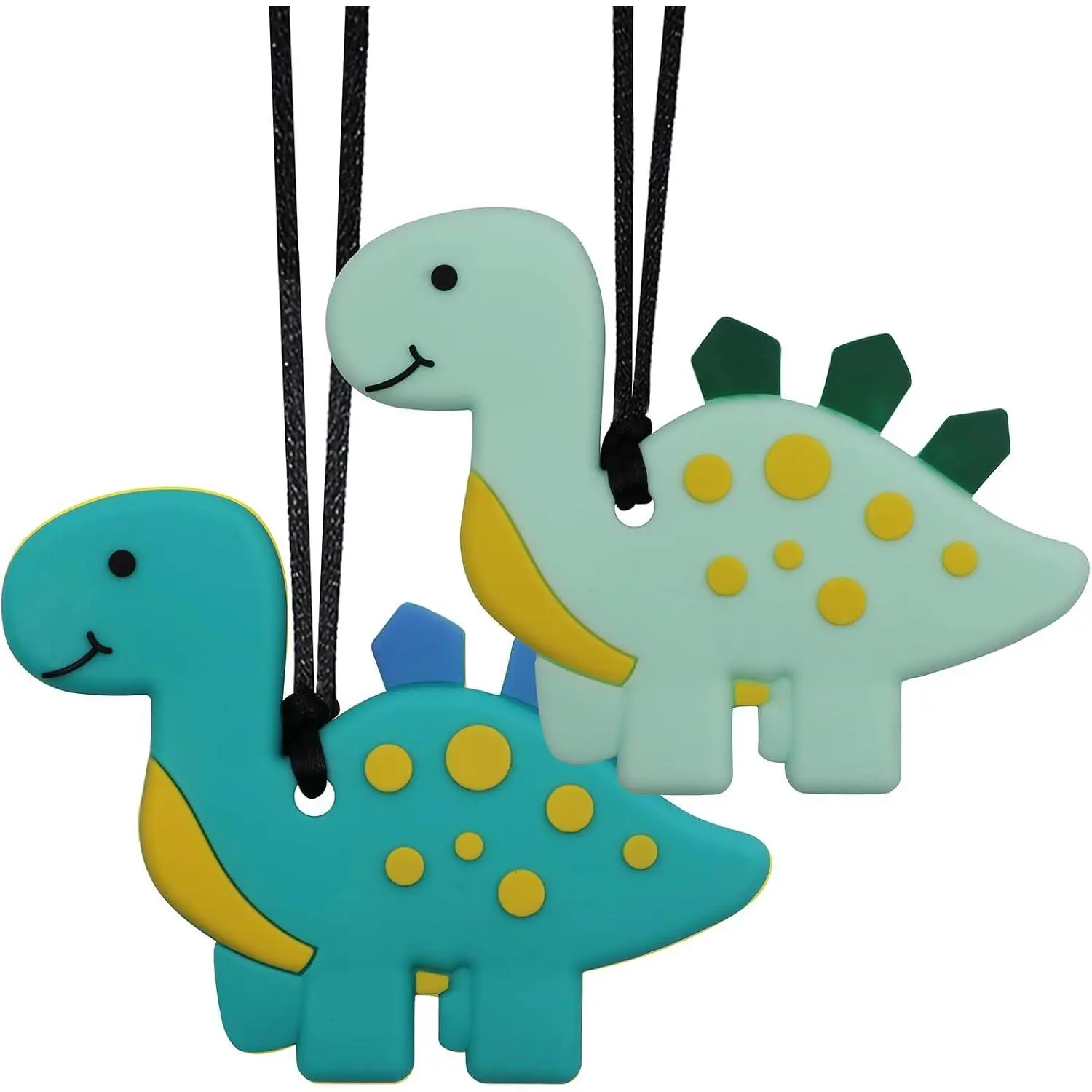 FN19 Chew Necklaces for Sensory Kids and Adults, Silicone Dinosaur Chewy Necklace for Boys with Autism, ADHD, SPD, Chewing Necklaces for Anxiety, Reduce Fidgeting for Children