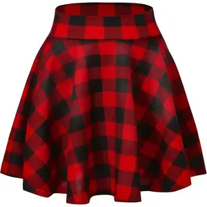 Women's Basic Versatile Stretchy Flared Casual Mini Skater Skirt