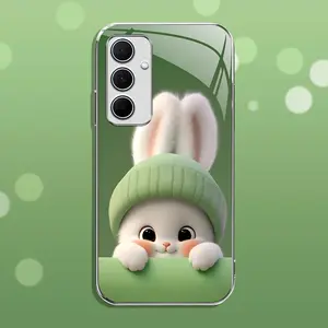 Light green rabbit panda for【Galaxy A35】luxury electroplated glass mobile phone case --- 975