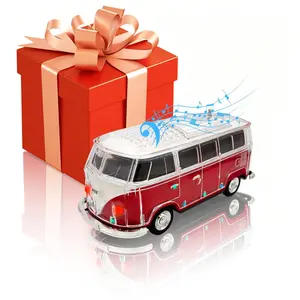 WSTER WS-267BT Retro Bus Wireless Bluetooth Speaker Vintage Camper Van Portable HD Sound LED Lights FM Radio USB Home Party Picnic Birthday Gift